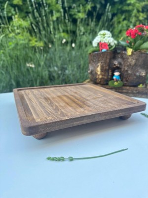 Sammwood Doğal Ahşap Sunumluk Standı , Ahşap Kek Standı , Ahşap Meyve Tabağı , Ayaklı Doğal Ahşap