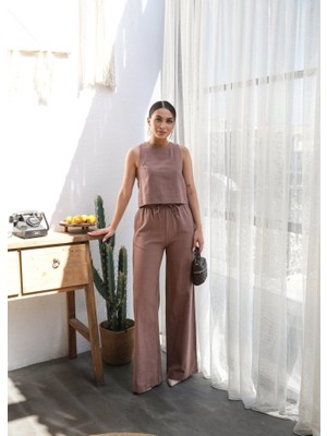 Arben Boutique Keten Bluz ve Pantolon Iki̇li̇ Takim