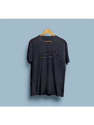 Oversize Stranger Things Duvardaki Harfler Baskılı Unisex T-Shirt