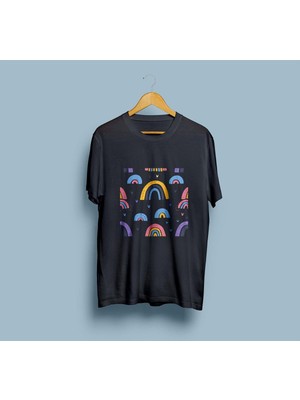 Oversize Premium Renkli Semboller Vektör Çizim Unisex T-Shirt