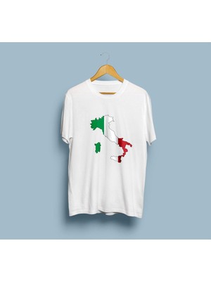 Oversize Italy / Italya Haritası ve Bayrağı Unisex T-Shirt
