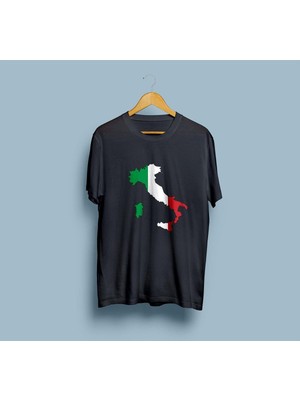 Oversize Italy / Italya Haritası ve Bayrağı Unisex T-Shirt