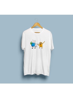 Oversize Adventure Time Finn ve Jake Tasarım Unisex T-Shirt