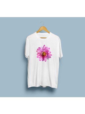 Oversize Pembe Mona Lisa Çiçeği Tasarım Unisex T-Shirt