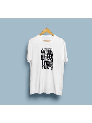 Oversize My Gun Is Much Bigger Than Yours Yazılı Unisex T-Shirt
