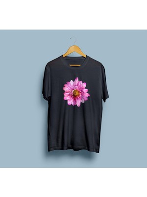 Oversize Pembe Mona Lisa Çiçeği Tasarım Unisex T-Shirt