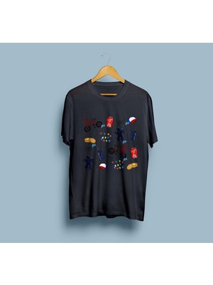 Oversize Stranger Things Eşyalar Baskılı Unisex T-Shirt