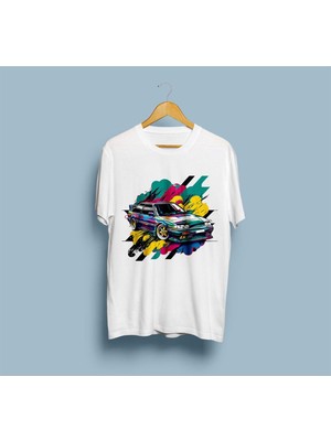 Oversize Color Painted Sedan Car Baskılı Unisex T-Shirt