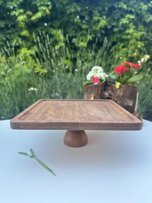 Sammwood Doğal Ahşap Sunumluk Standı , Ahşap Kek Standı , Ahşap Meyve Tabağı , Ayaklı Doğal Ahşap