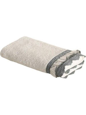 Ecocotton Alessa El Yüz Havlusu %100 Organik Pamuklu Dantelli Gri 50X90 cm