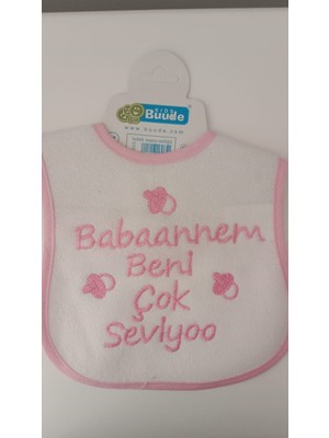 Buude My Baby Kumsal Su Geçirmez Babaannem Beni Çok Seviyor Baskılı Bebek Mama Önlüğü