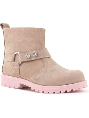 Rakerplus Chiron Hakiki Deri Pembe Fermuarlı Taşlı Kız Çocuk Bot