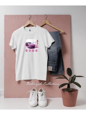Oversize Mor Araba Oto Yıkama Tasarımlı Unisex T-Shirt