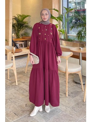 Yazlık Elica Elbise Bordo