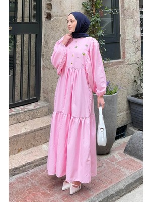 Yazlık Elica Elbise Şeker Pembesi