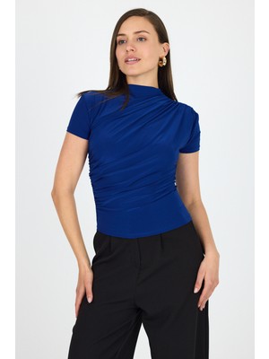 Saks Kısa Kol Büzgülü Sandy Bluz 2417