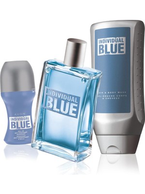 Individual Blue Erkek Parfüm Rollon Saç Vücut Şampuanı Üçlü Set