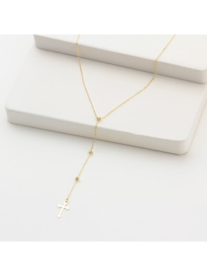 Glorria Altın Haç Sarkık Kolye