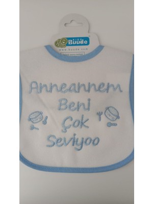 Buude My Baby Kumsal Su Geçirmez Anneannem Beni Çok Seviyor Baskılı Bebek Mama Önlüğü