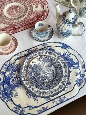 Toile De Jouy 2'li Amerikan Servis Mavi