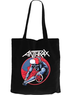 Anthrax Pentegram Siyah Kanvas Bez Çanta