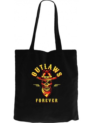 Red Dead Redemption 2 Outlaws Forever Skull Siyah Kanvas Bez Çanta