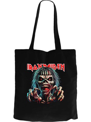 Iron Maiden Zombie Siyah Kanvas Bez Çanta