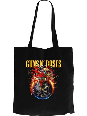 Guns N Roses 2025 Tour Siyah Kanvas Bez Çanta