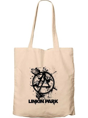 Linkin Park Siluet Krem Kanvas Bez Çanta