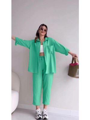 Keten Günlük Ikili Takım Elbise Pantolon Gömlek