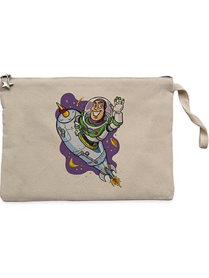 Lightyear Cartoon Krem Clutch Astarlı Cüzdan / El Çantası