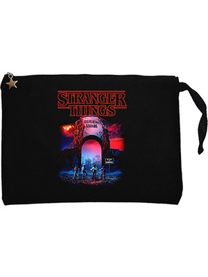 Stranger Things Universal Siyah Clutch Astarlı Cüzdan / El Çantası