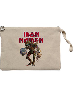 Iron Maiden Monster Guitarist Krem Clutch Astarlı Cüzdan / El Çantası