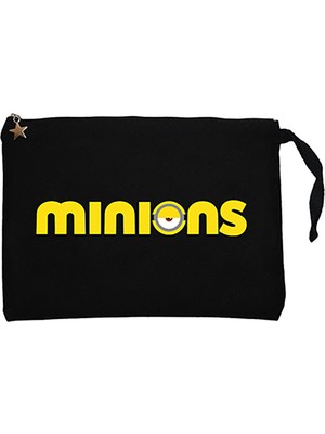 Minions Logo Siyah Clutch Astarlı Cüzdan / El Çantası