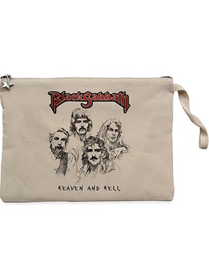 Black Sabbath Heaven And Hell Krem Clutch Astarlı Cüzdan / El Çantası