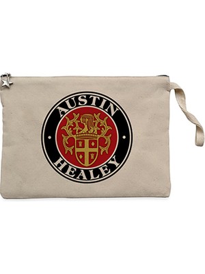 Austin Healey Logo 2 Krem Clutch Astarlı Cüzdan / El Çantası