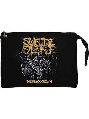 Suicide Silence The Black Crown Siyah Clutch Astarlı Cüzdan / El Çantası