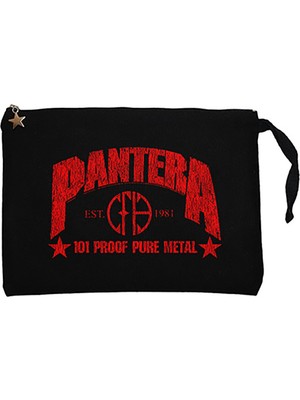 Z zepplin Pantera 101 Proof Pure Metal Siyah Clutch Astarlı Cüzdan / El Çantası