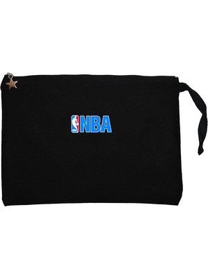 Nba Logo Siyah Clutch Astarlı Cüzdan / El Çantası