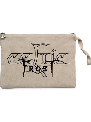 Celtic Frost Logo Krem Clutch Astarlı Cüzdan / El Çantası