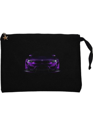 Bmw Violet Car Siyah Clutch Astarlı Cüzdan / El Çantası