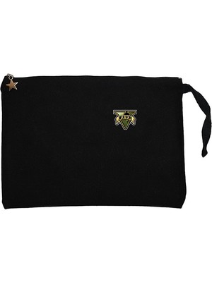 Gta Five Green Logo Siyah Clutch Astarlı Cüzdan / El Çantası