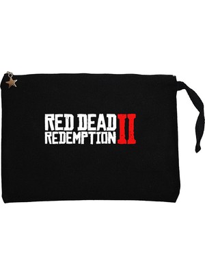 Red Dead Redemption 2 Text Siyah Clutch Astarlı Cüzdan / El Çantası