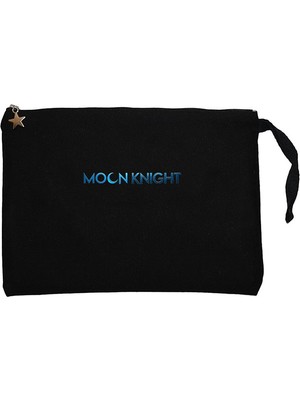 Moon Knight Text Siyah Clutch Astarlı Cüzdan / El Çantası