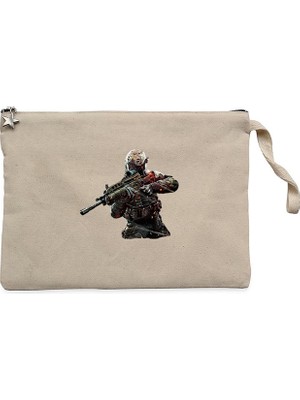 Call Of Duty Fighter Krem Clutch Astarlı Cüzdan / El Çantası