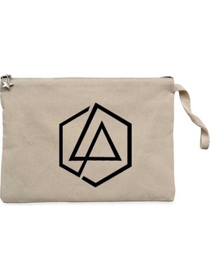 Linkin Park Symbol Krem Clutch Astarlı Cüzdan / El Çantası