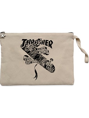 Thrasher Love Affair Krem Clutch Astarlı Cüzdan / El Çantası