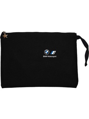 Bmw New Logo Motorsports Siyah Clutch Astarlı Cüzdan / El Çantası