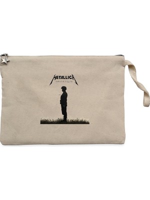 Metallica Master Of Puppets Metal Soldier Krem Clutch Astarlı Cüzdan / El Çantası