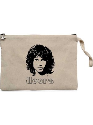 The Doors Jim Morrison Silhouette Krem Clutch Astarlı Cüzdan / El Çantası